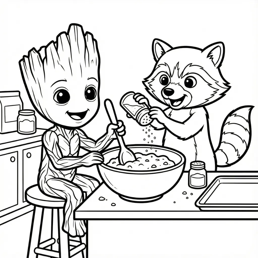 Groot de Navidad 1 para colorear para imprimir para niño de 4 años