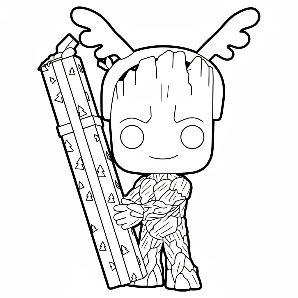 Groot de Navidad 18 para colorear para imprimir para niño de 6 años