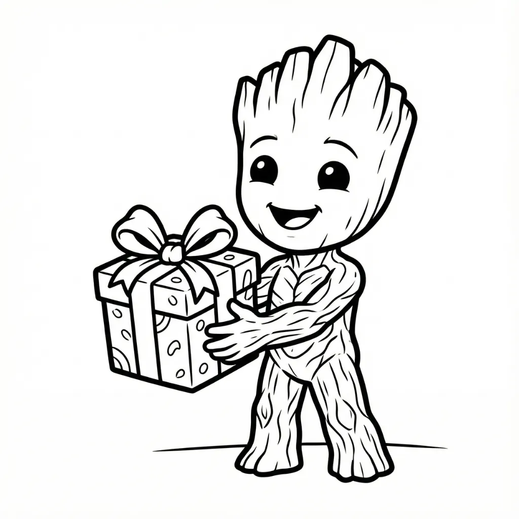 Groot de Navidad 8 para colorear gratis