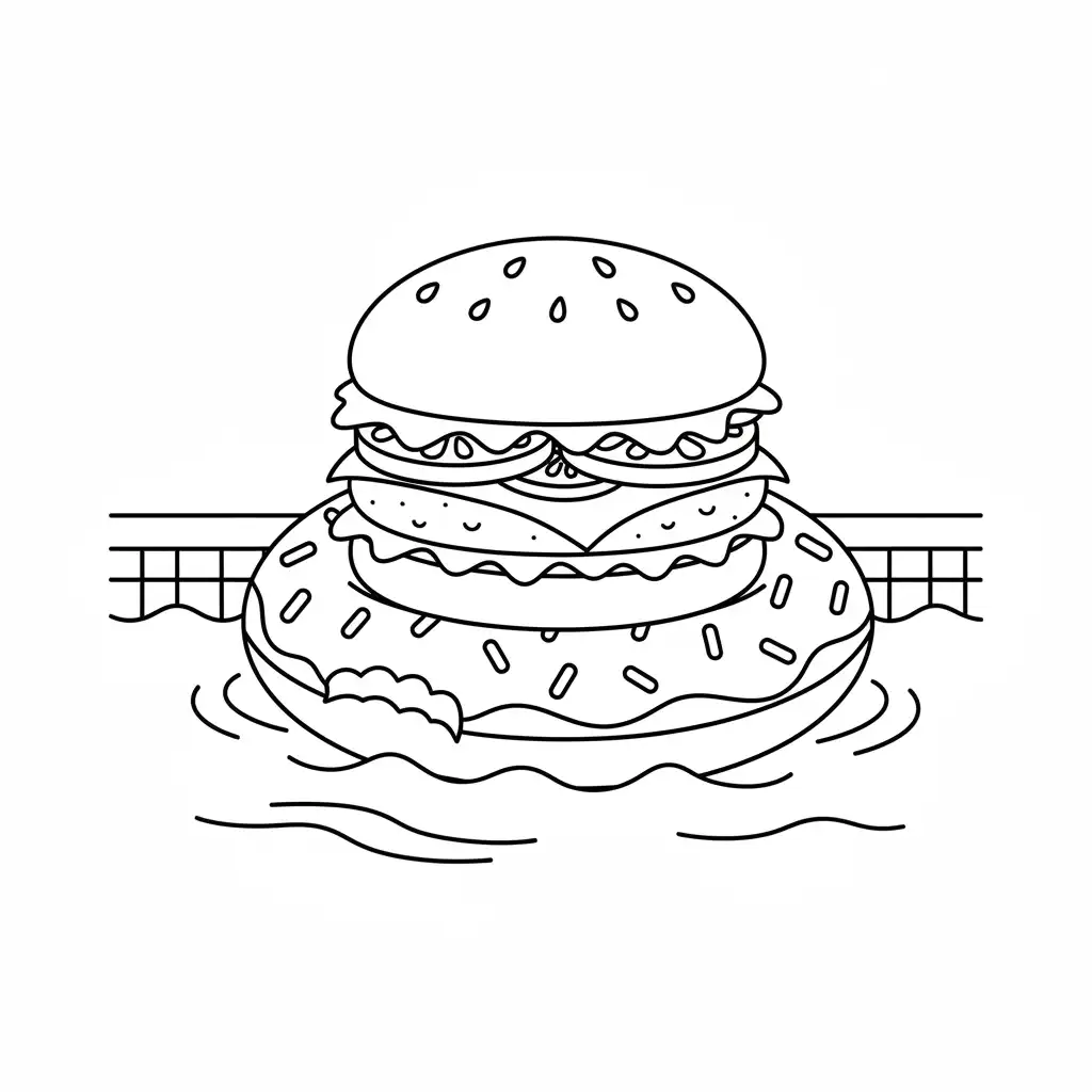 Hamburguesa para colorear y recortar para imprimir gratis