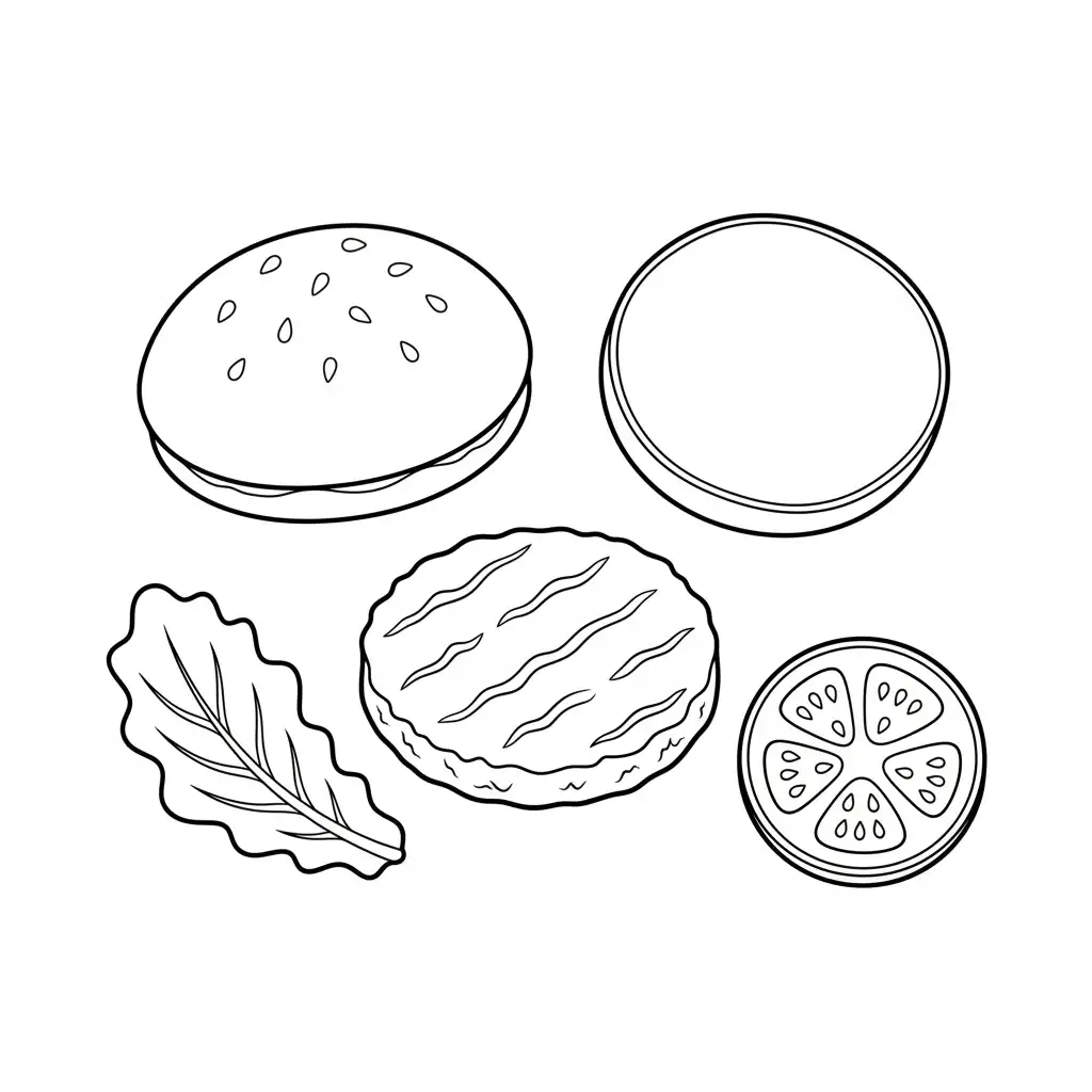 Hamburguesa para colorear para niños para imprimir gratis 1