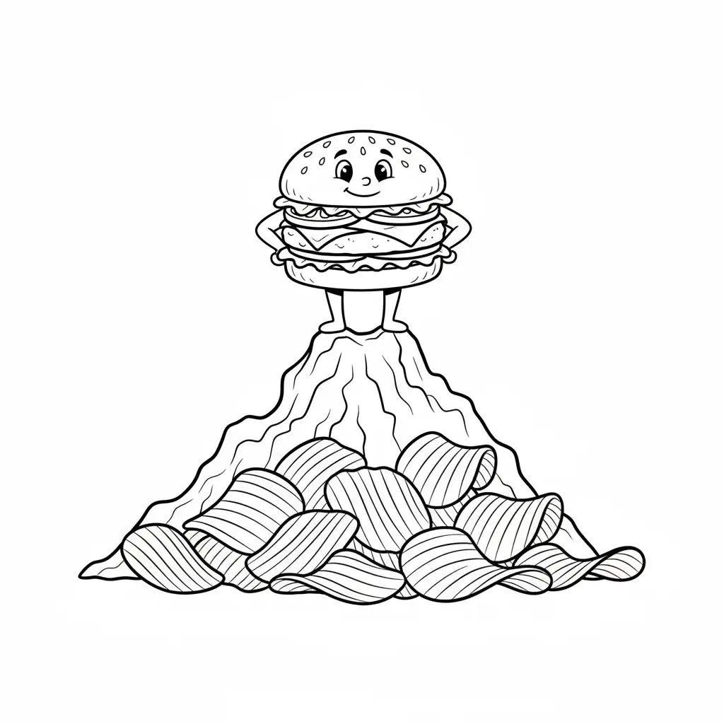 Hamburguesa para colorear para niño de 4 años