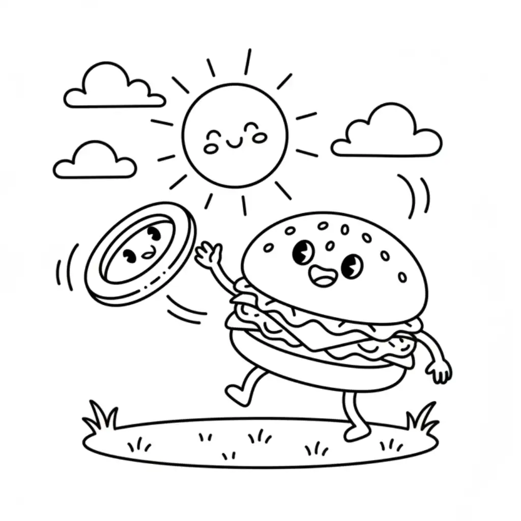 Hamburguesa para colorear en línea 1