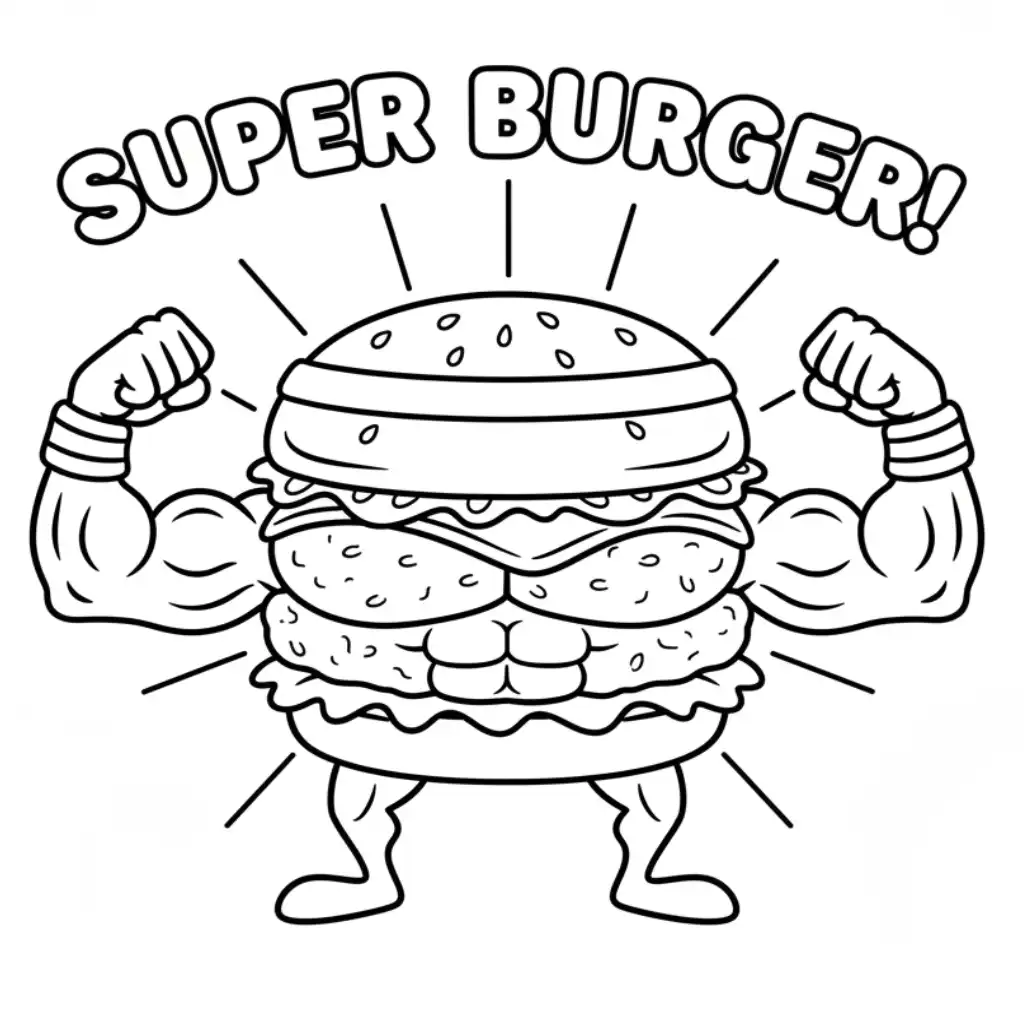 Hamburguesa para colorear y dibujo para imprimir