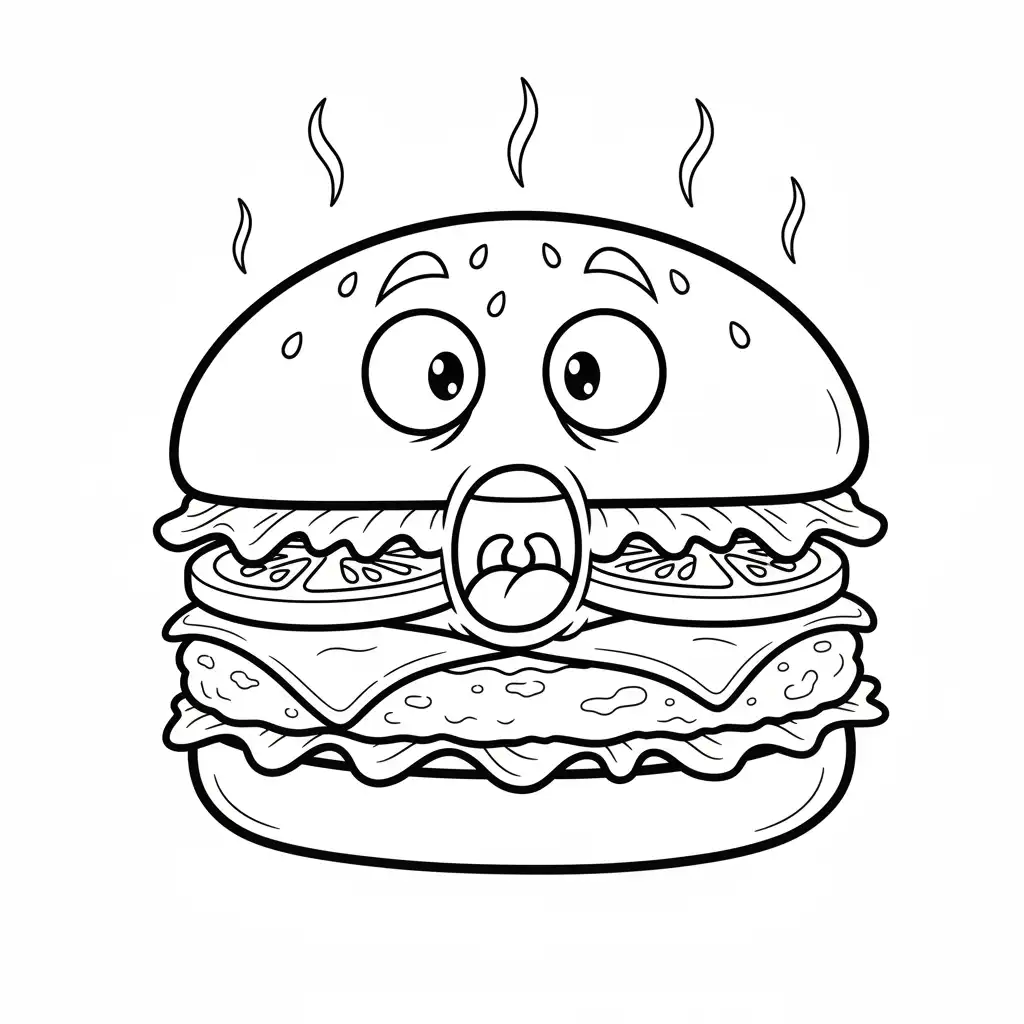 Hamburguesa para colorear educativo para niño