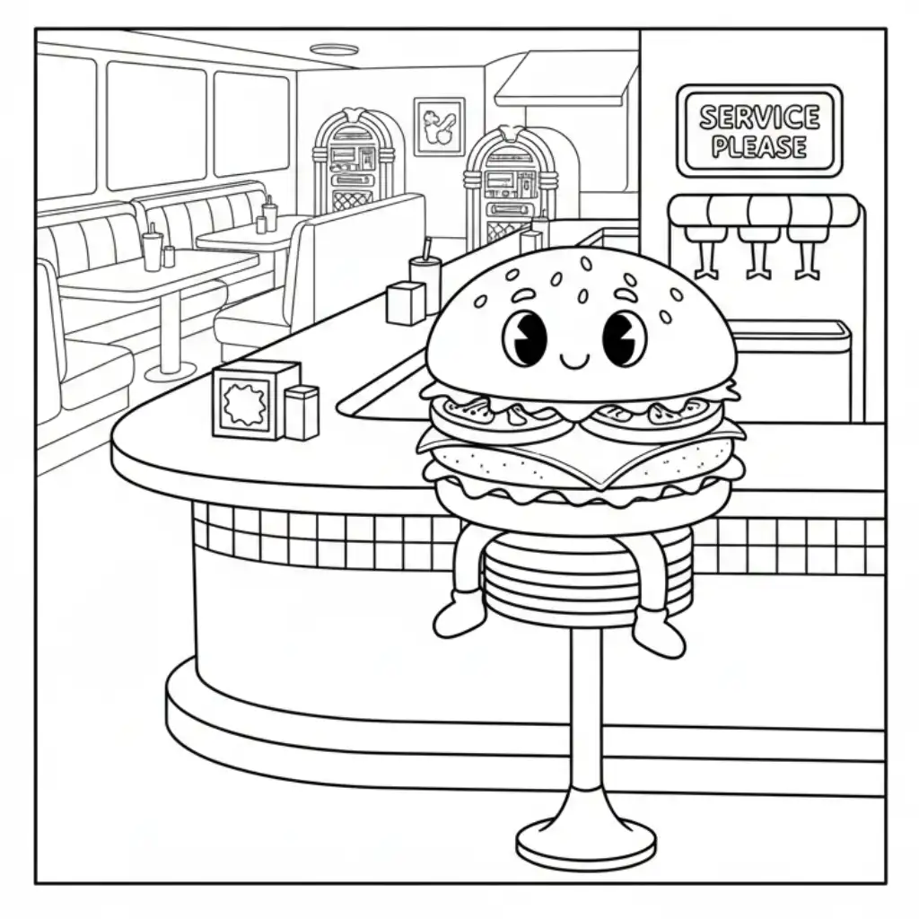 Hamburguesa para colorear en línea