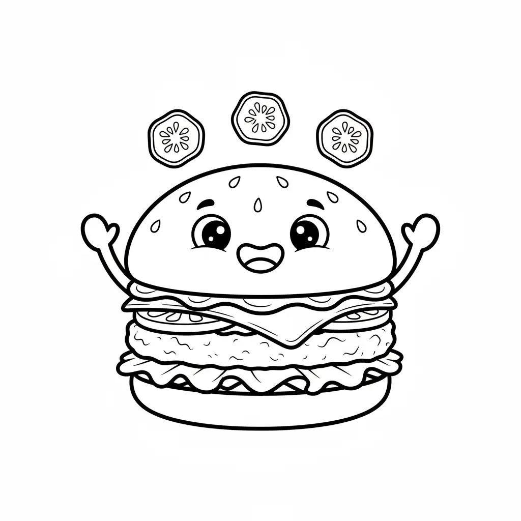 Hamburguesa para colorear para imprimir para niño de 4 años