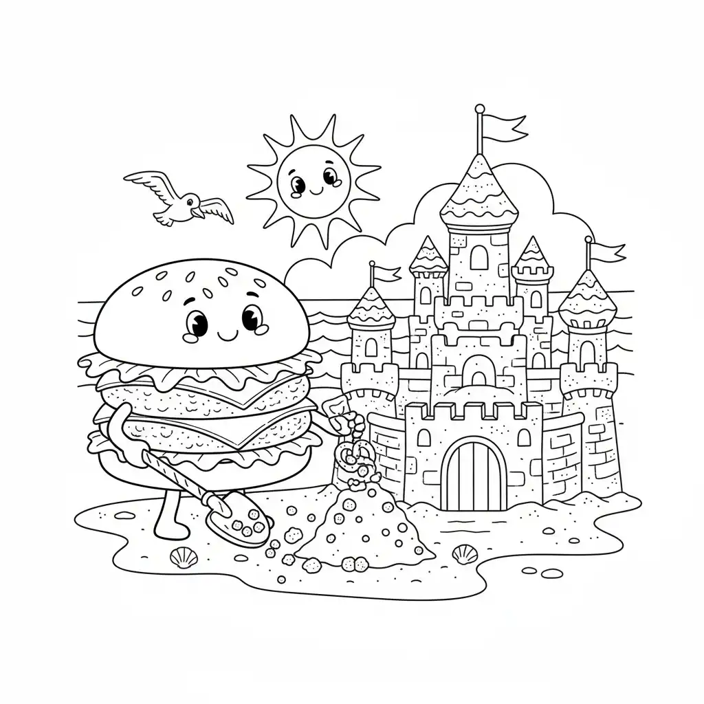 imprimir Hamburguesa para colorear para niño