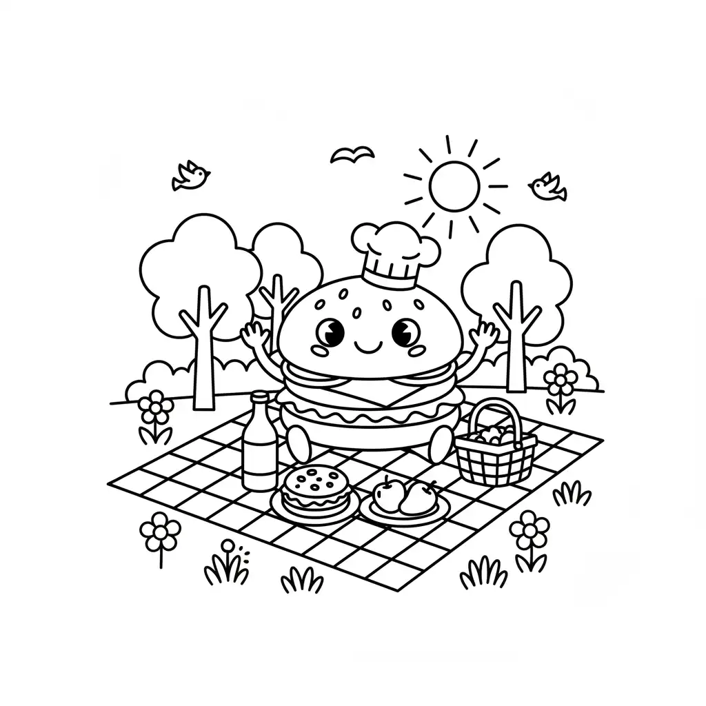 imprimir Hamburguesa para colorear gratis