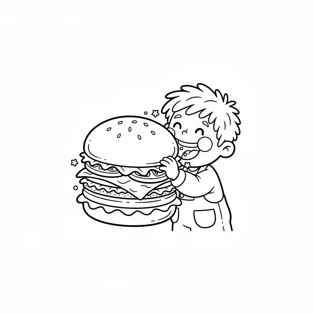 Hamburguesa para colorear para niños para imprimir 1