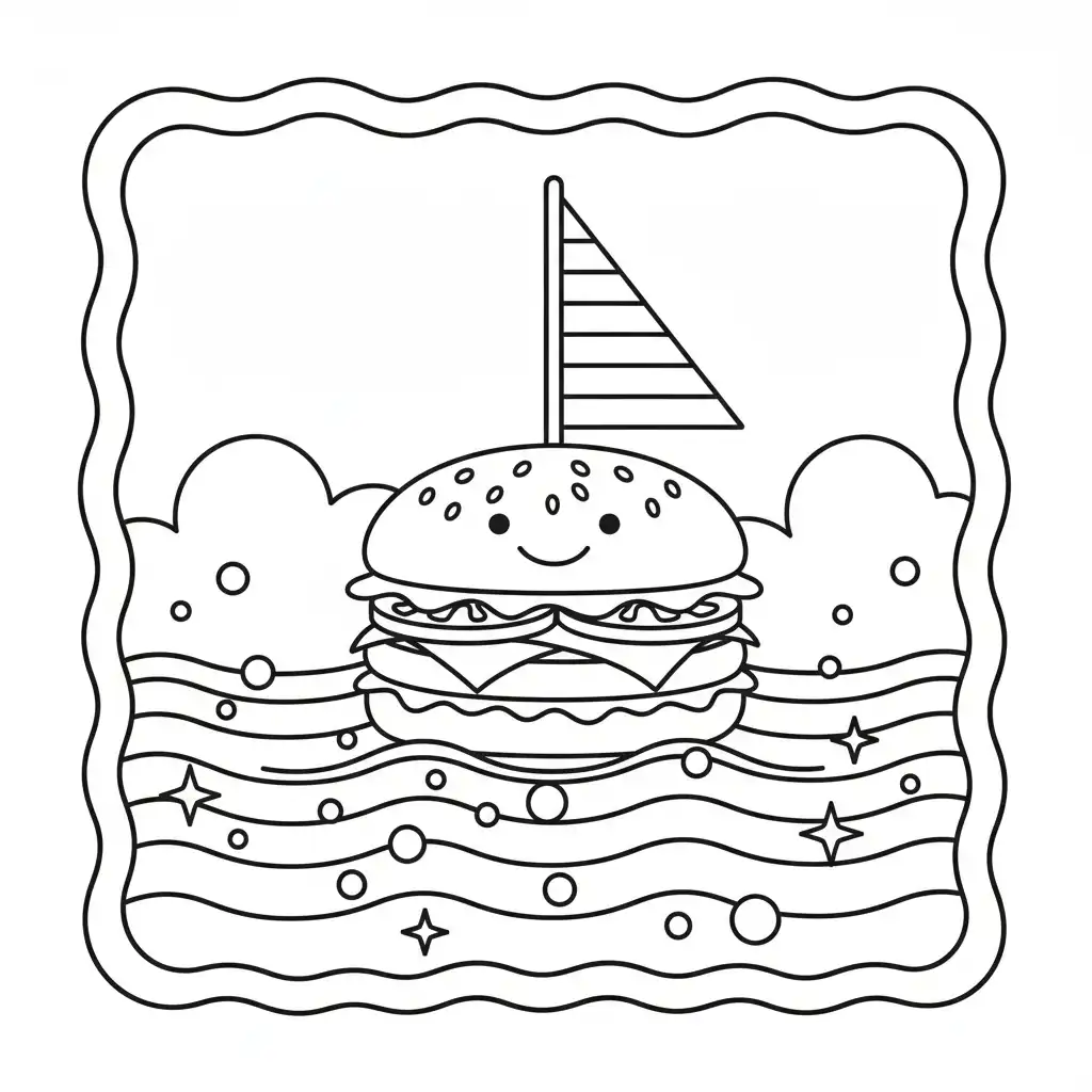 Hamburguesa para colorear para niño de 2 años