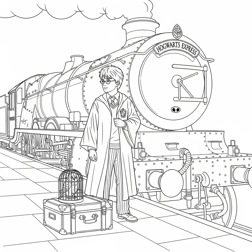 imprimir Harry Potter para colorear gratis 1