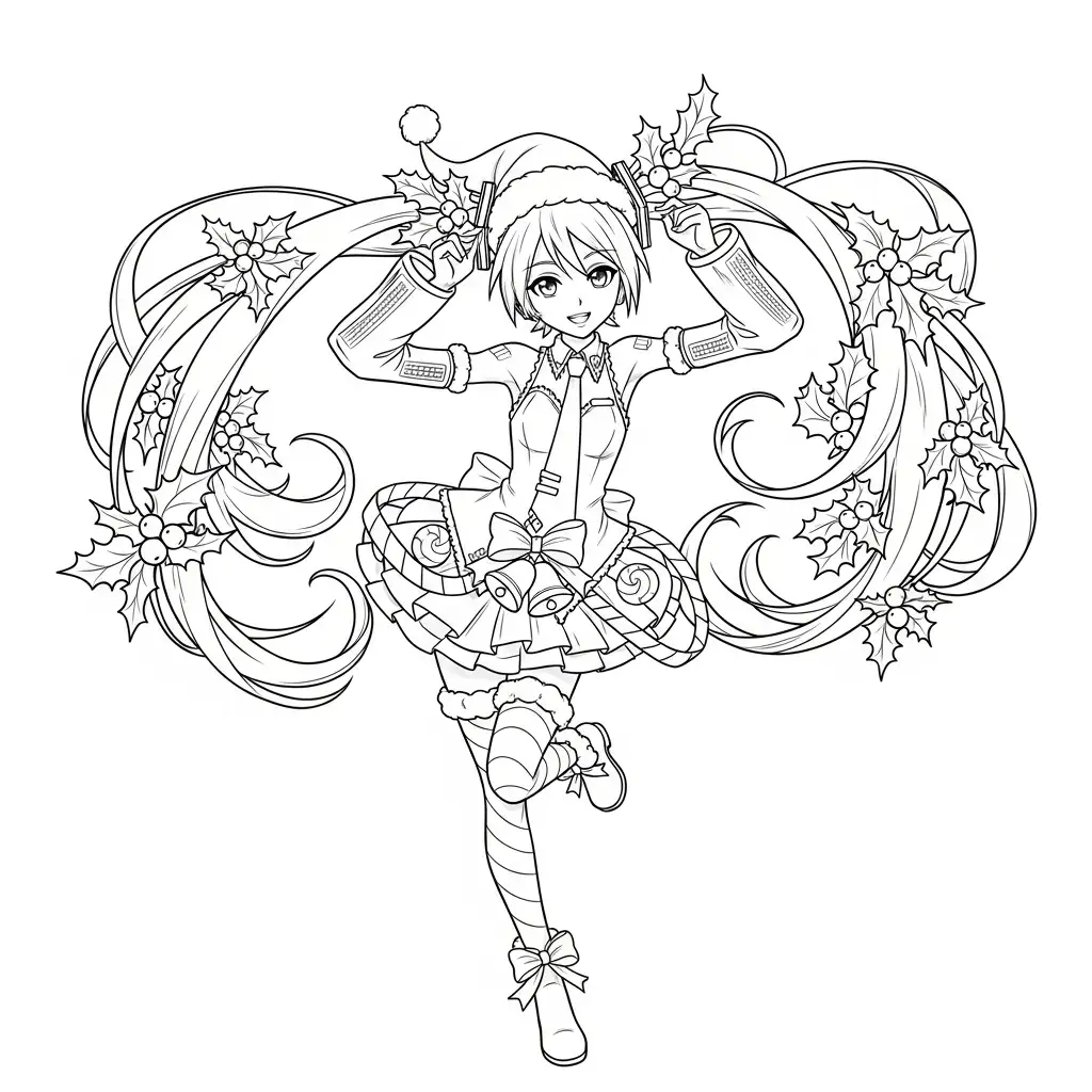 Hatsune Miku de Navidad para colorear para niño de 2 años