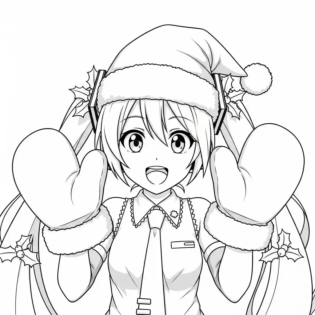 Hatsune Miku de Navidad para colorear de para niños