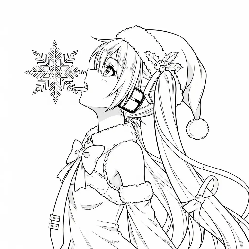 Hatsune Miku de Navidad para colorear para niño de 7 años