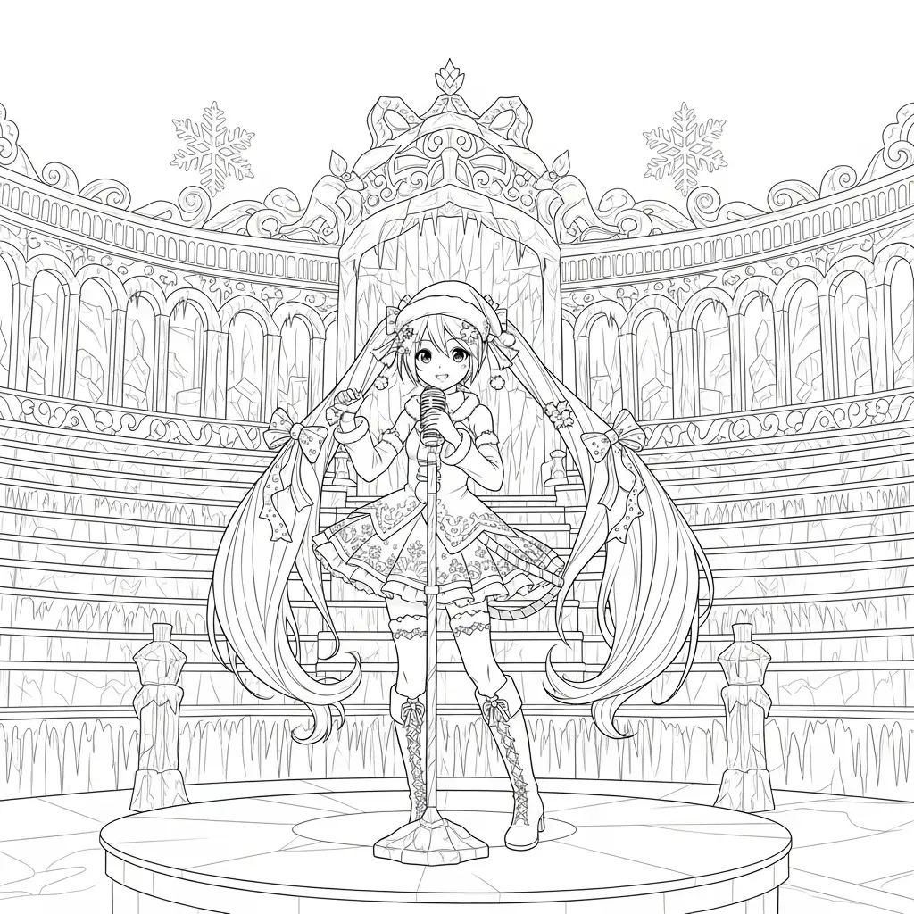 Hatsune Miku de Navidad para colorear para imprimir para niños