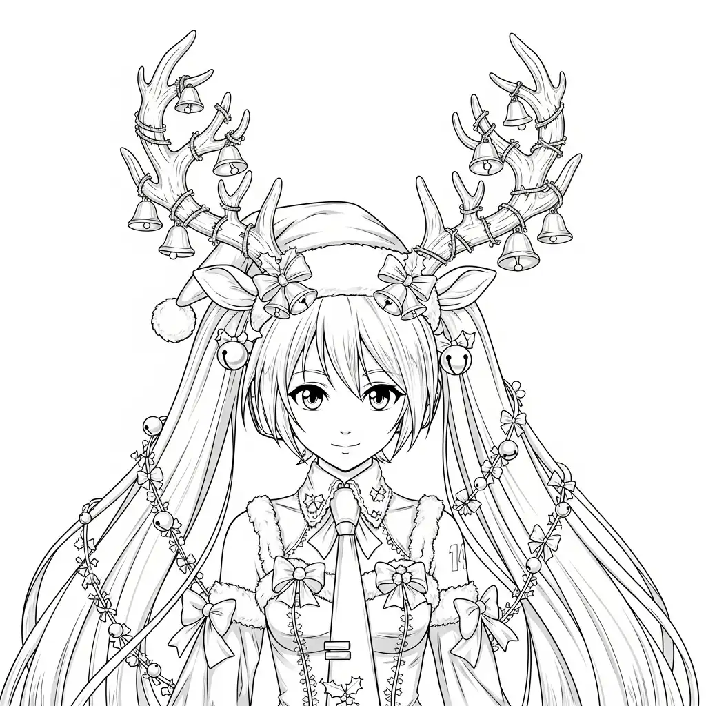 Hatsune Miku de Navidad para colorear para imprimir para niño de 3 años