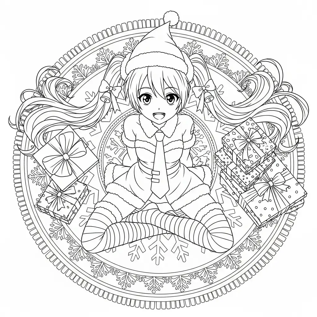 Hatsune Miku de Navidad para colorear y aprendizaje