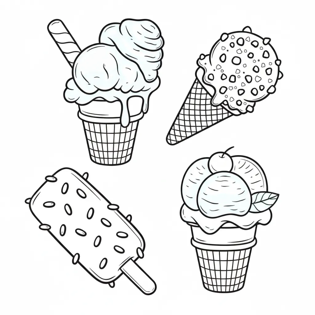 Helado 18 para colorear y aprendizaje
