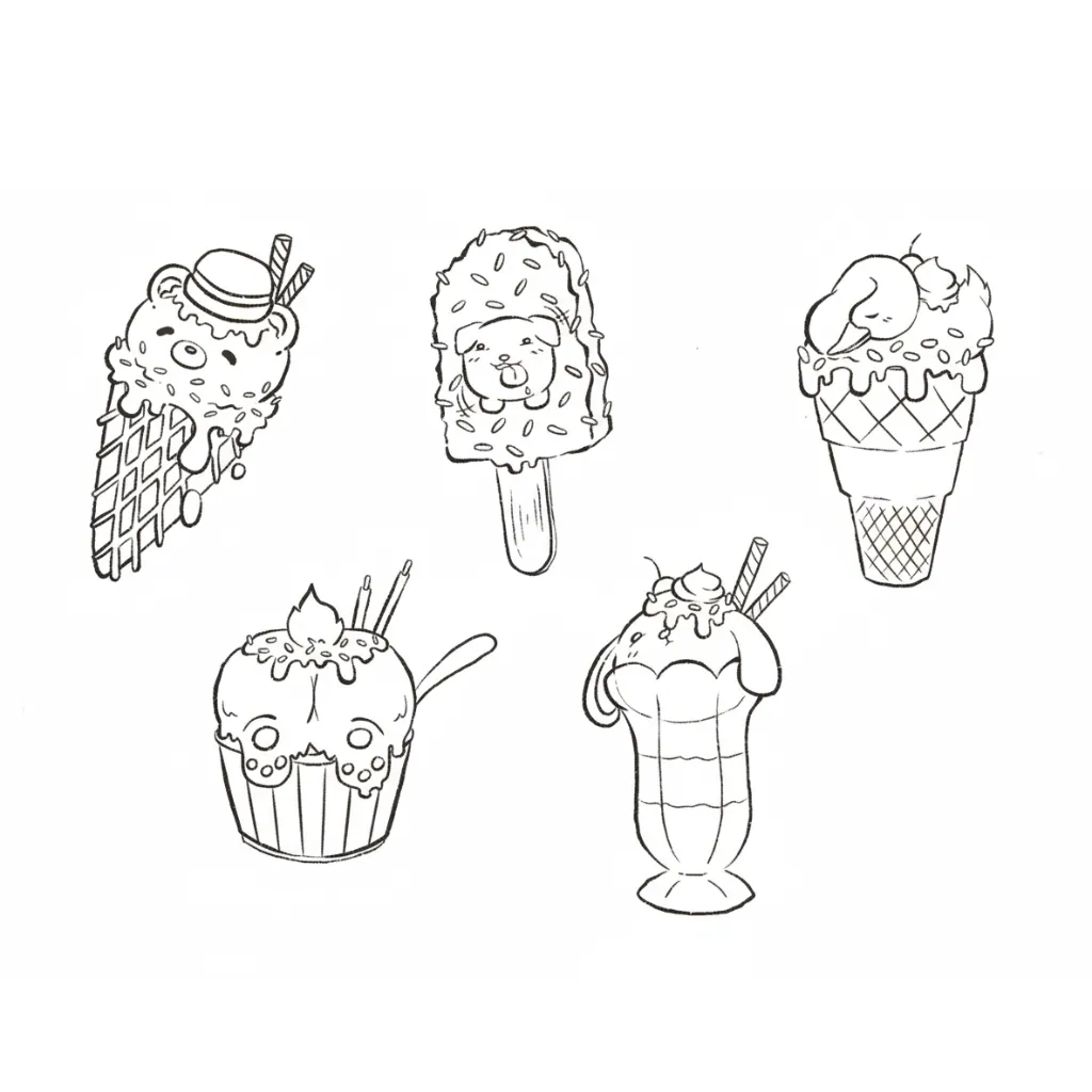 Helado 3 para colorear para niño de 2 años