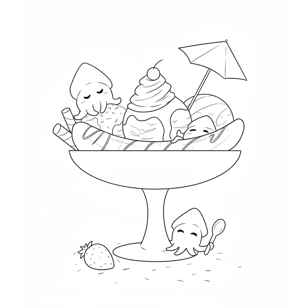 Helado 4 para colorear para niño de 3 años