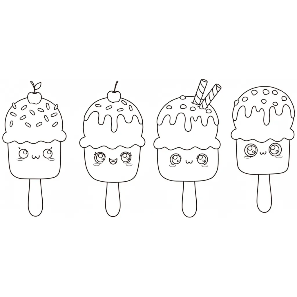 Helado 8 para colorear gratis para imprimir