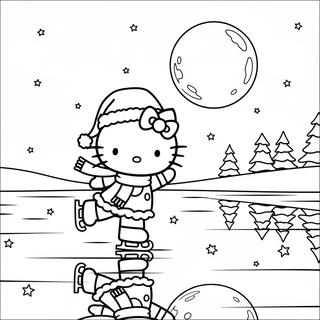 Hello Kitty de Navidad de niño para colorear para imprimir