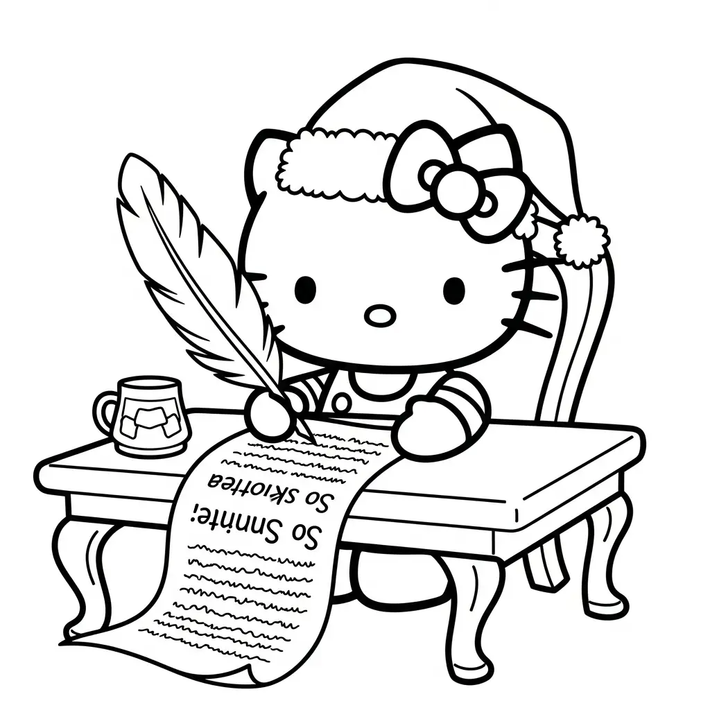 Hello Kitty de Navidad para colorear para imprimir para niño de 3 años