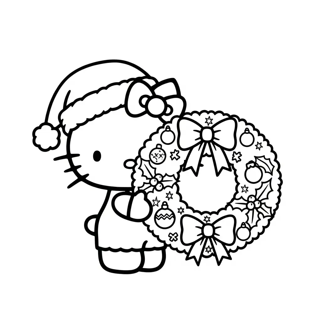 Hello Kitty de Navidad para colorear y recortar para imprimir
