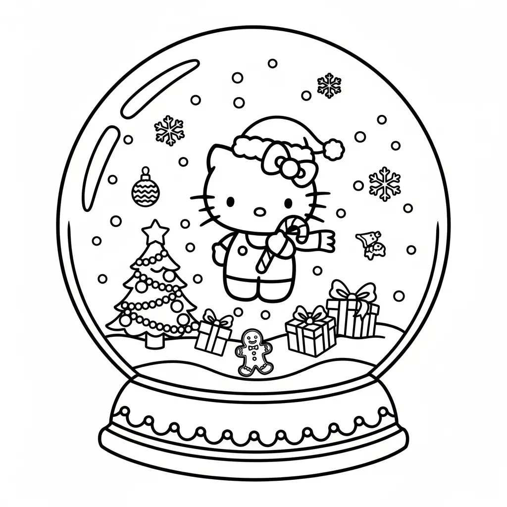 Hello Kitty de Navidad para colorear para imprimir para niño de 10 años