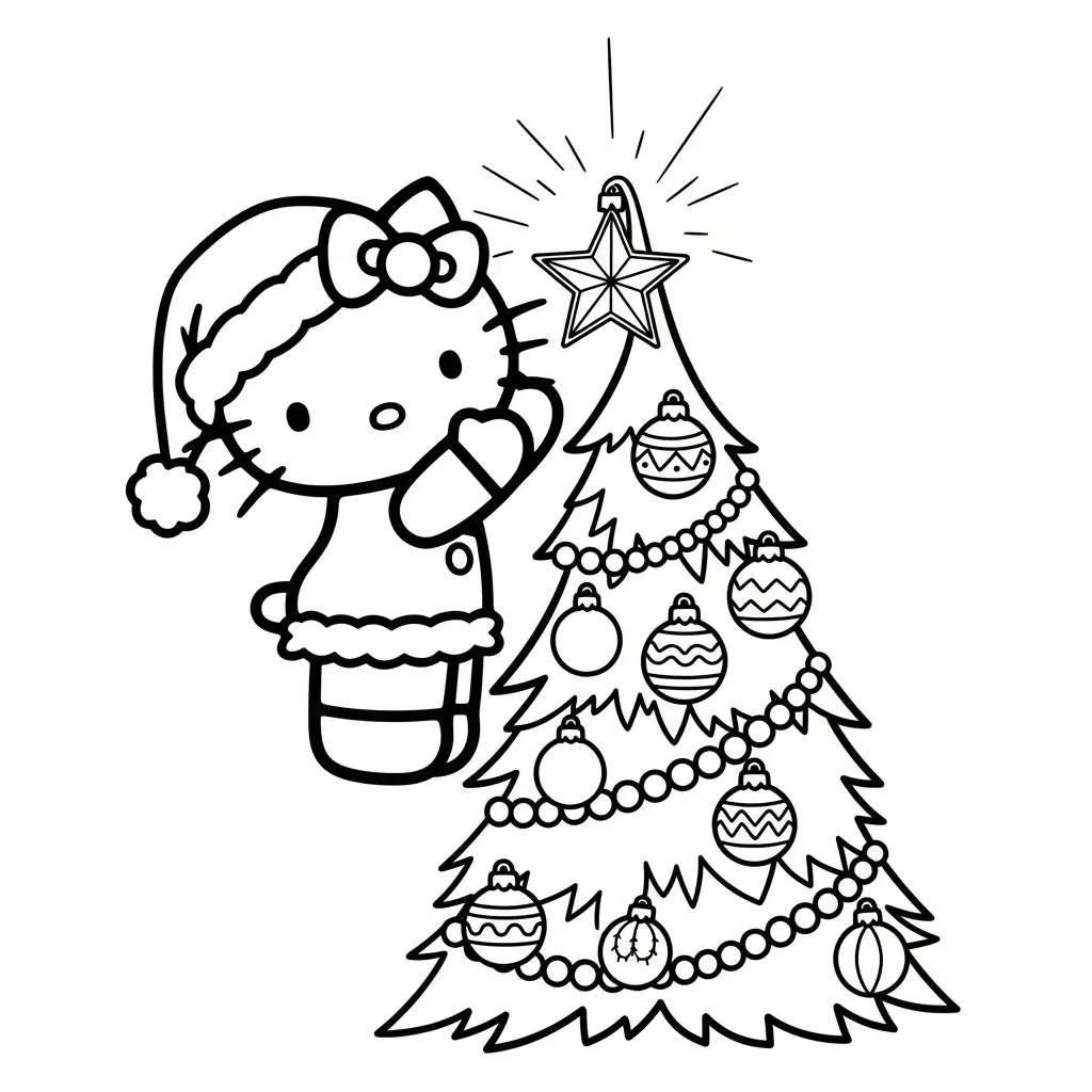 Hello Kitty de Navidad para colorear para imprimir para niño de 12 años