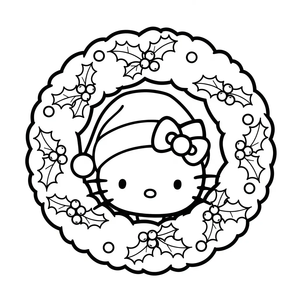 para imprimir Hello Kitty de Navidad para colorear gratis