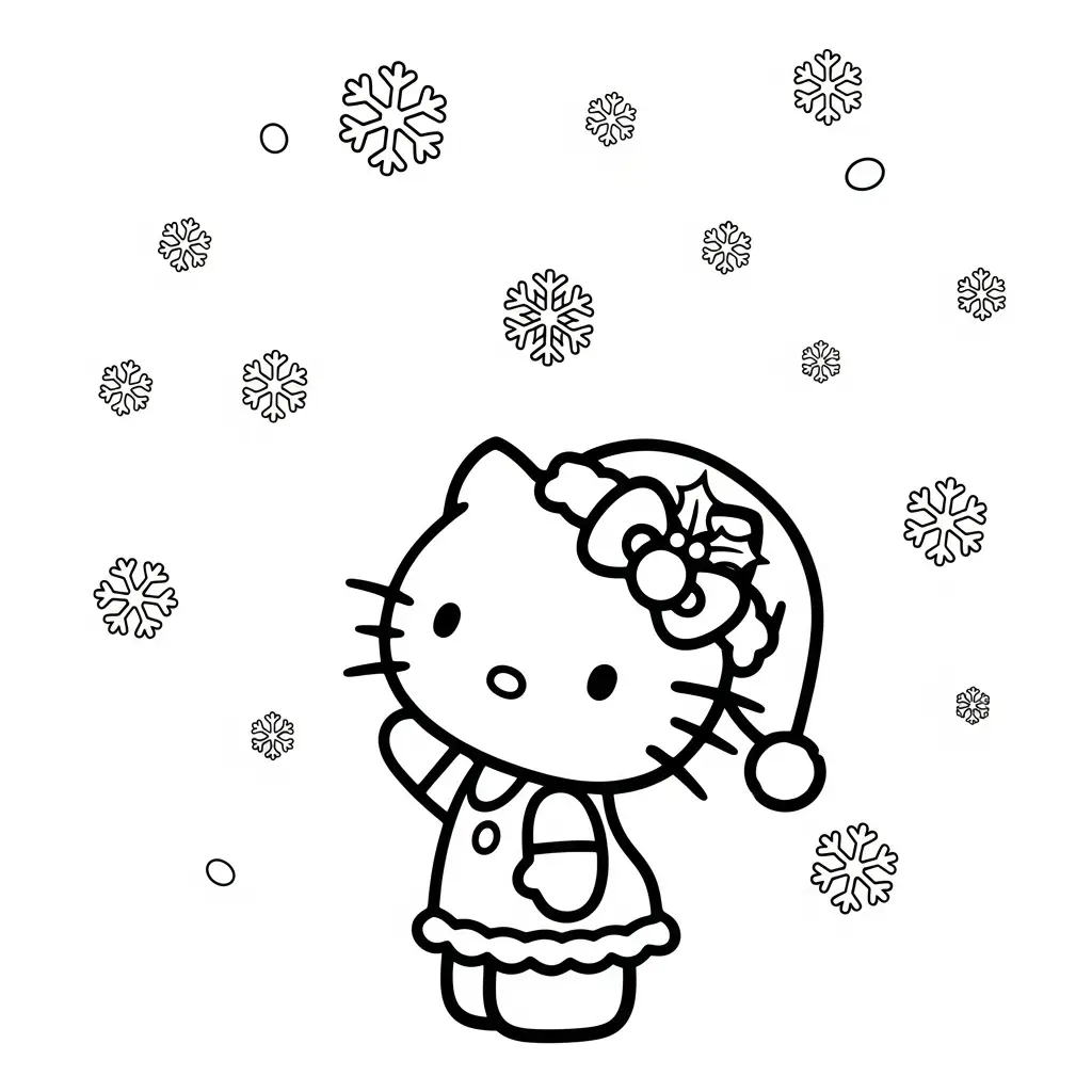 Hello Kitty de Navidad para colorear y aprendizaje