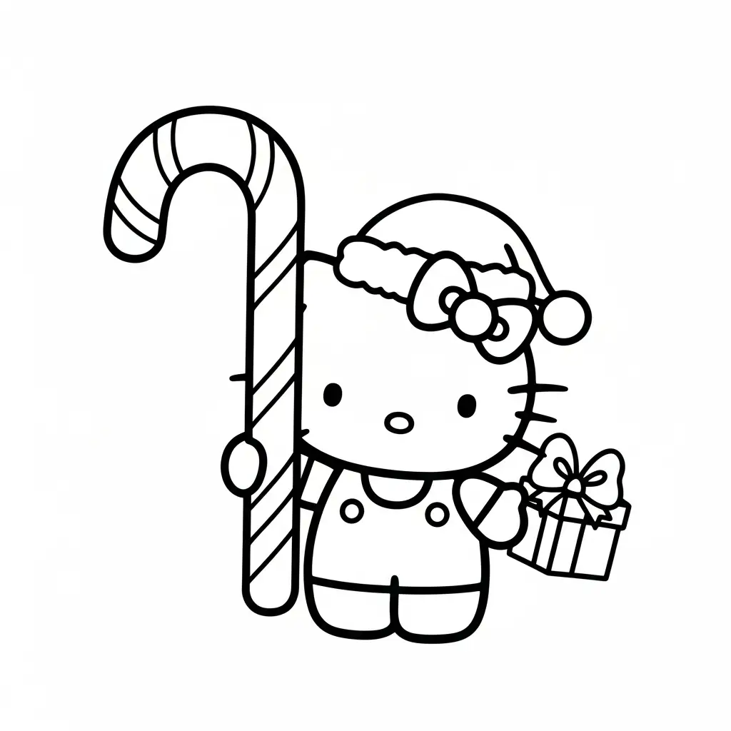 Hello Kitty de Navidad para colorear para imprimir gratis pdf