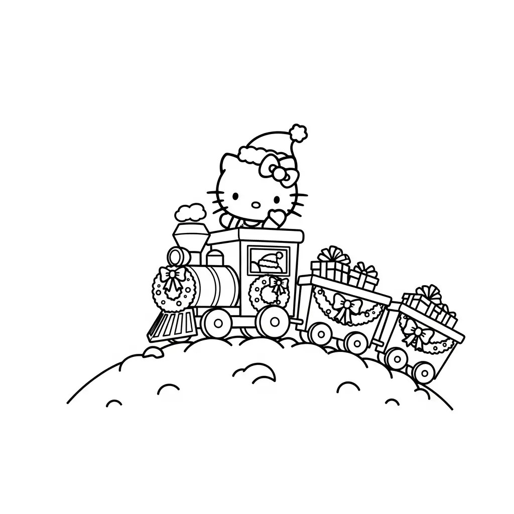 imprimir Hello Kitty de Navidad para colorear para niño