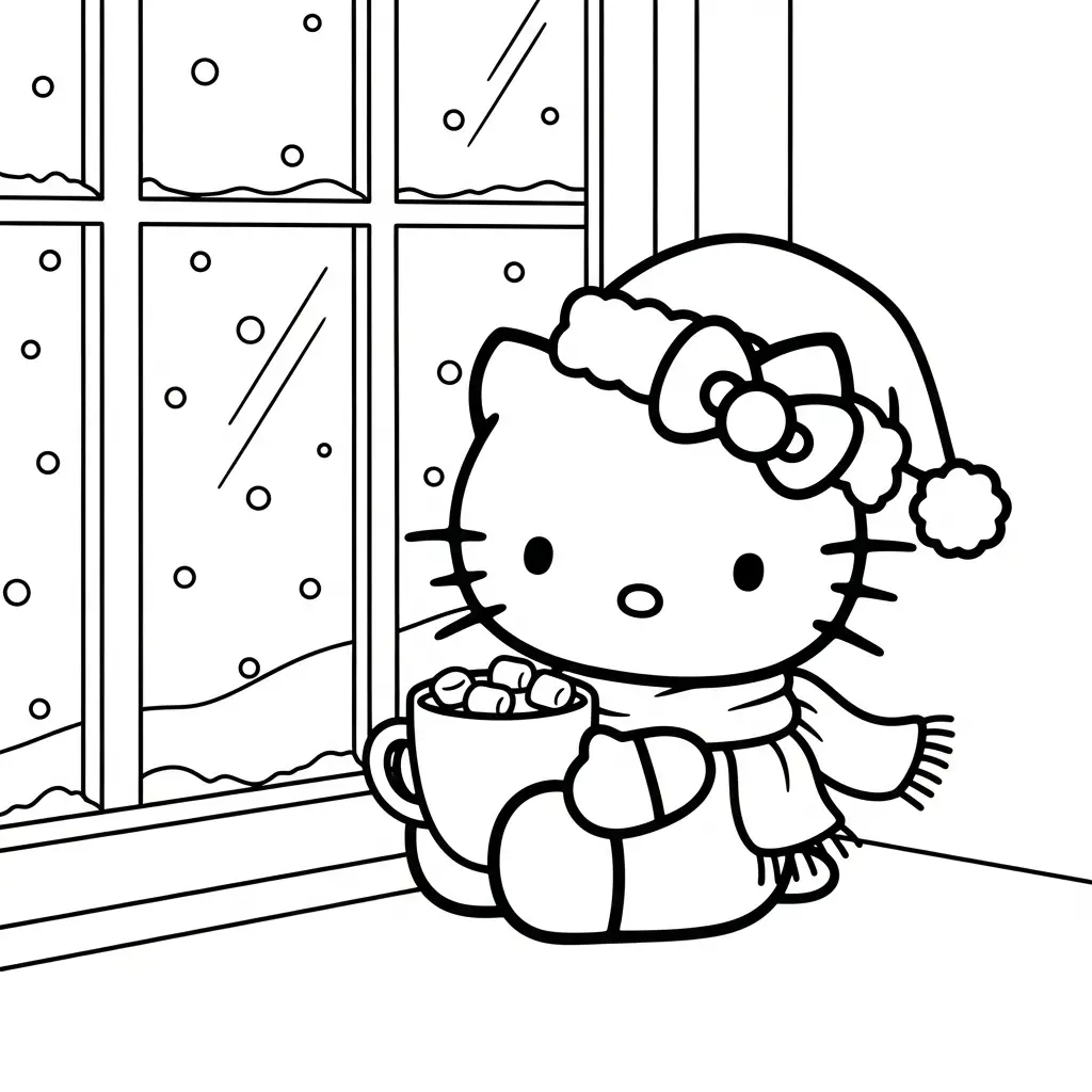 Hello Kitty de Navidad para colorear para imprimir gratis