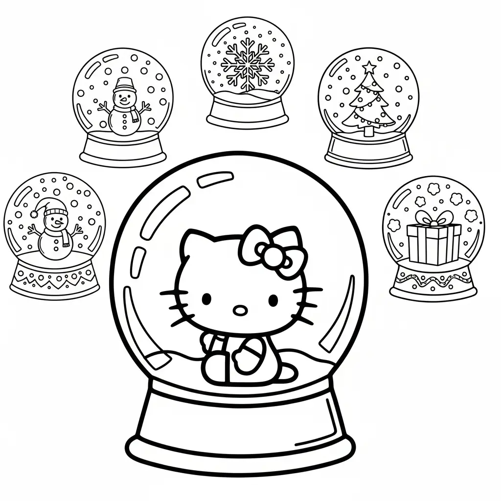 Hello Kitty de Navidad para colorear para imprimir para niño de 4 años 2