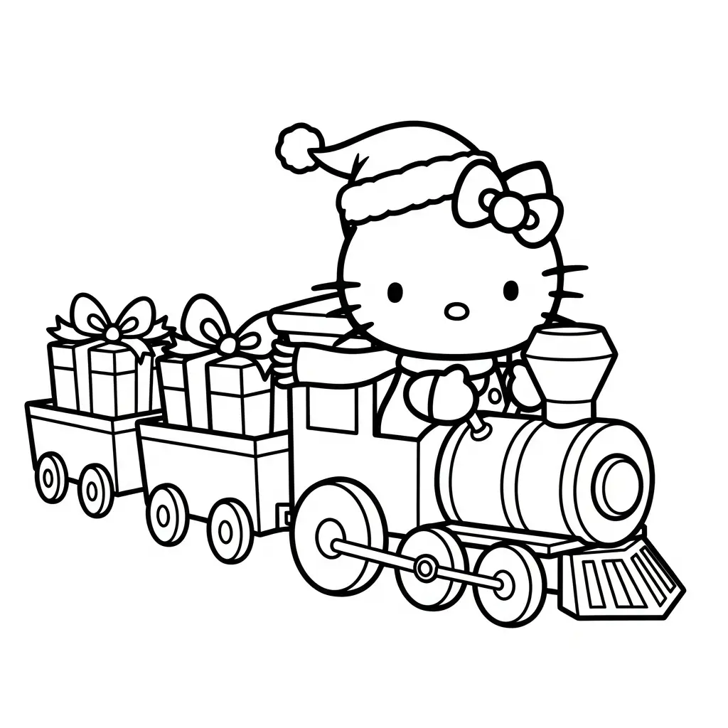 Hello Kitty de Navidad para colorear en línea