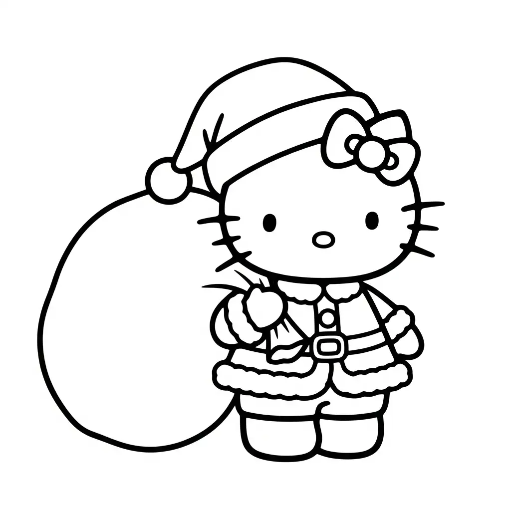 Hello Kitty de Navidad para colorear para imprimir para niño de 4 años 3