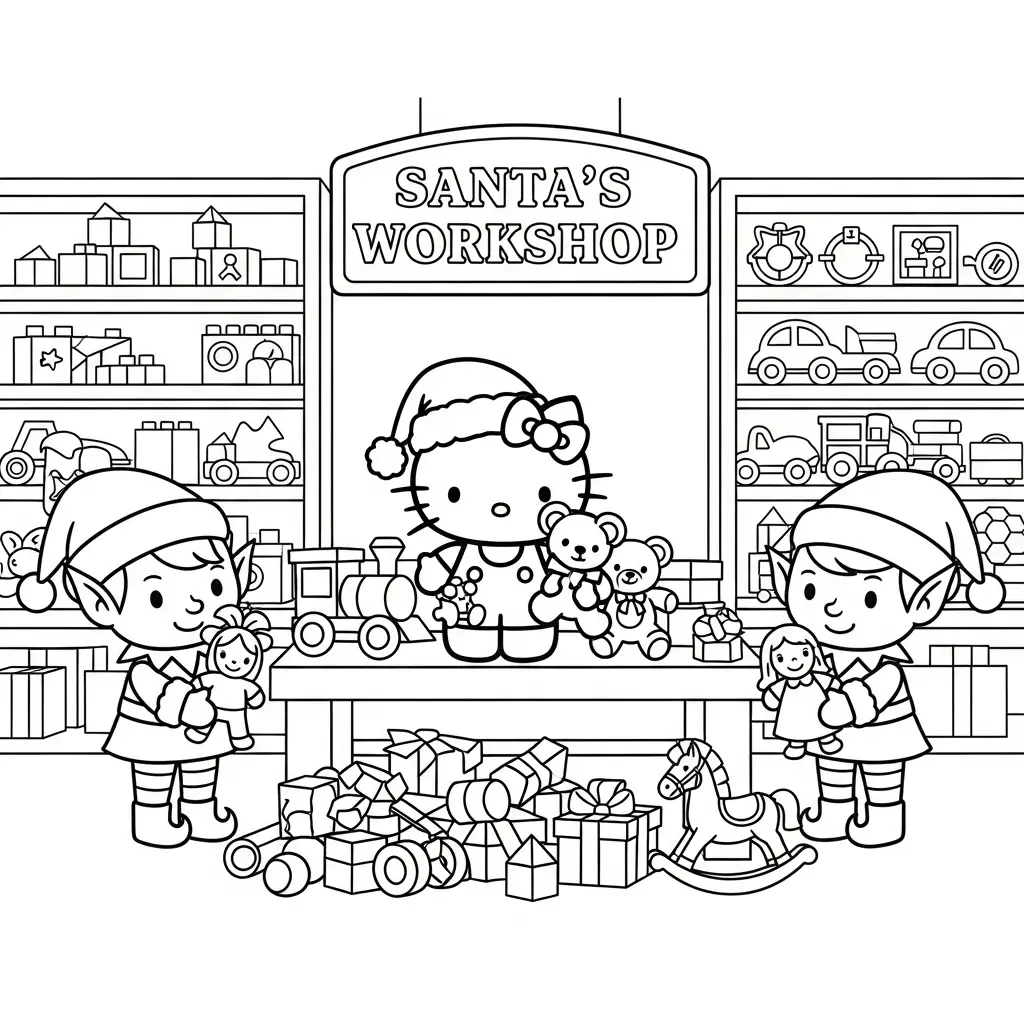 Hello Kitty de Navidad para colorear para imprimir para niño de 9 años