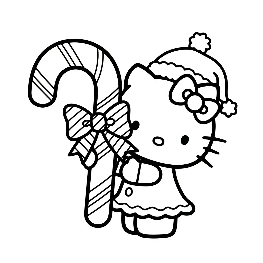 Hello Kitty de Navidad para colorear para niño de 3 años