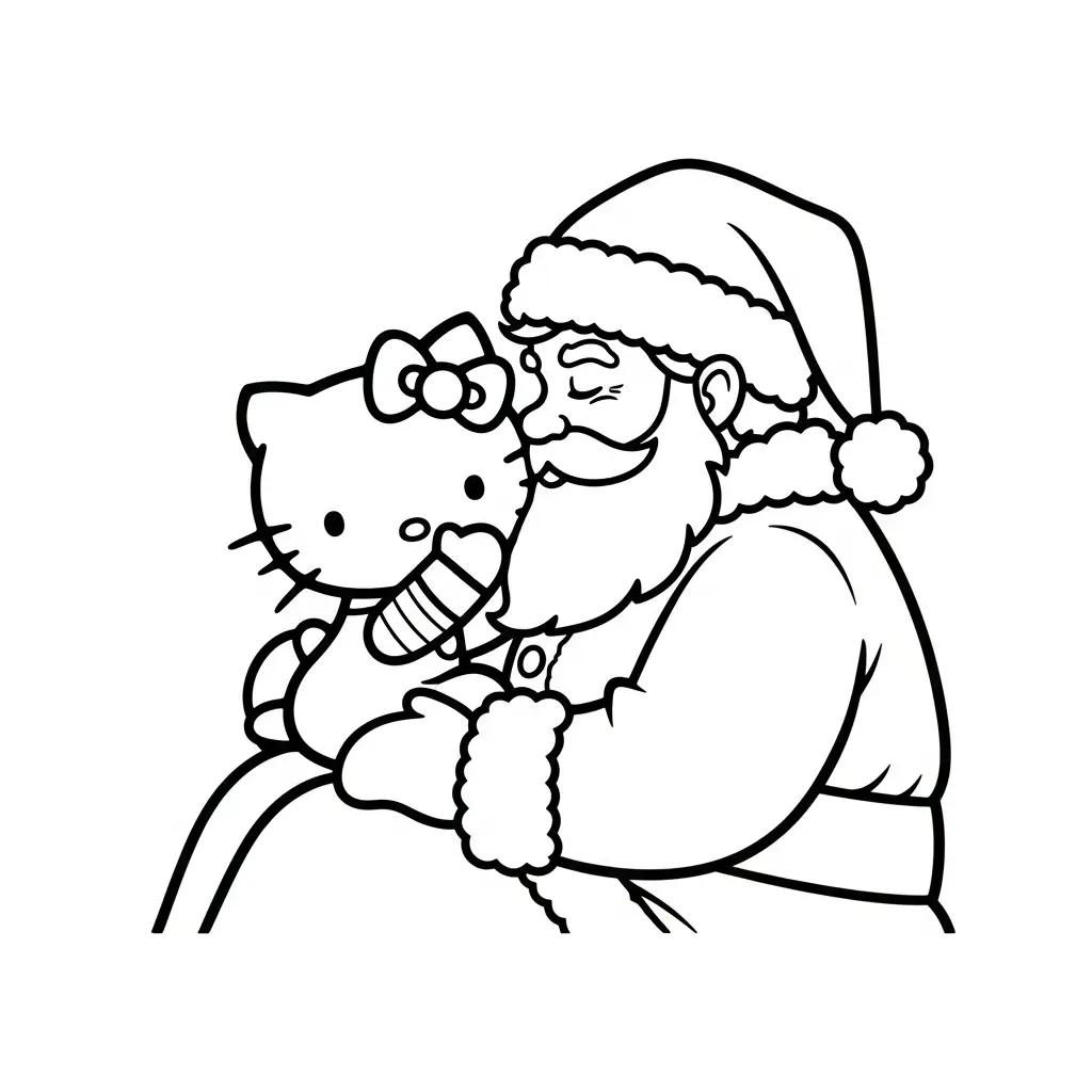 Hello Kitty de Navidad para colorear y recortar