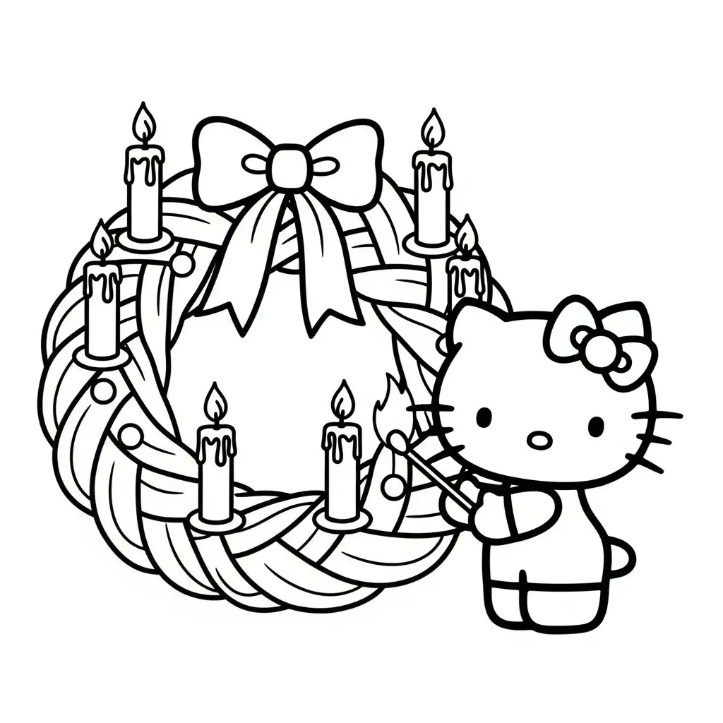 Hello Kitty de Navidad para colorear para imprimir para niños