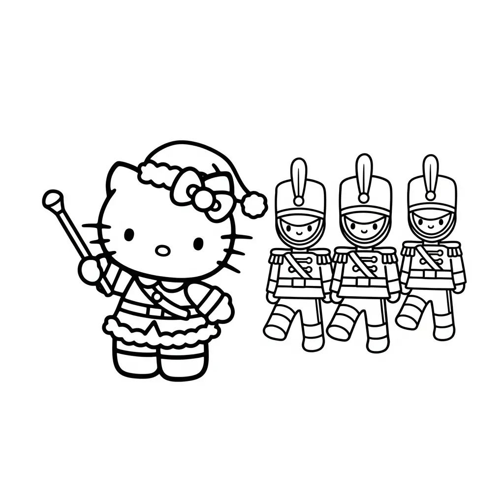 imprimir Hello Kitty de Navidad para colorear para niño 1