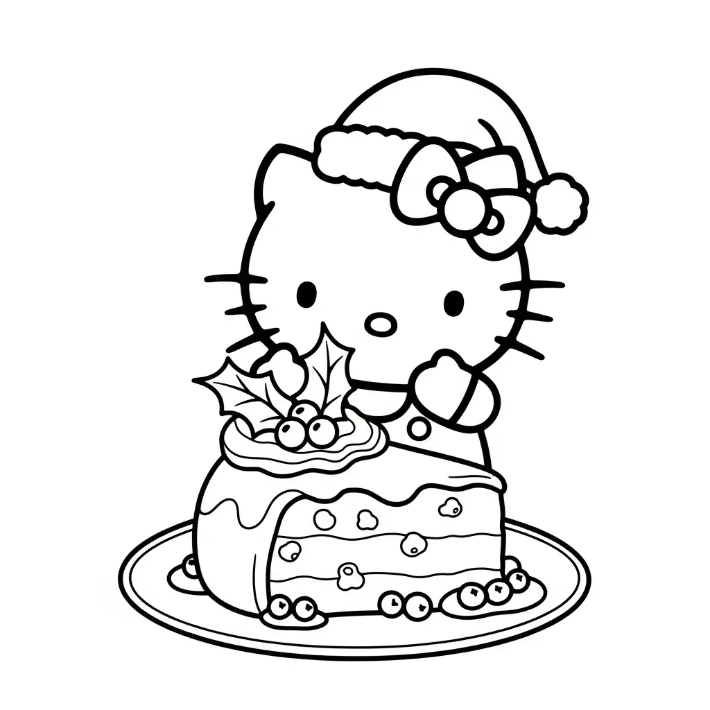 Hello Kitty de Navidad para colorear para niños para imprimir 1
