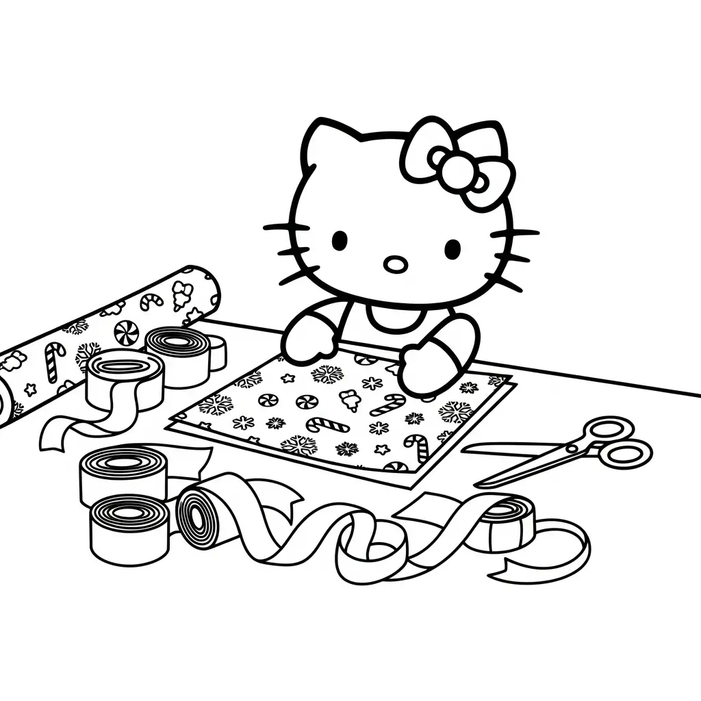 Hello Kitty de Navidad para colorear de para niños