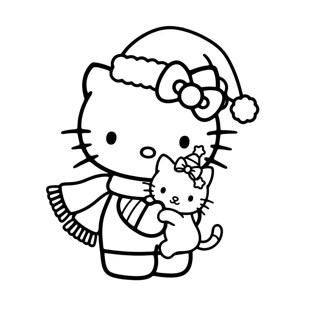 Hello Kitty de Navidad para colorear para niños para imprimir 2