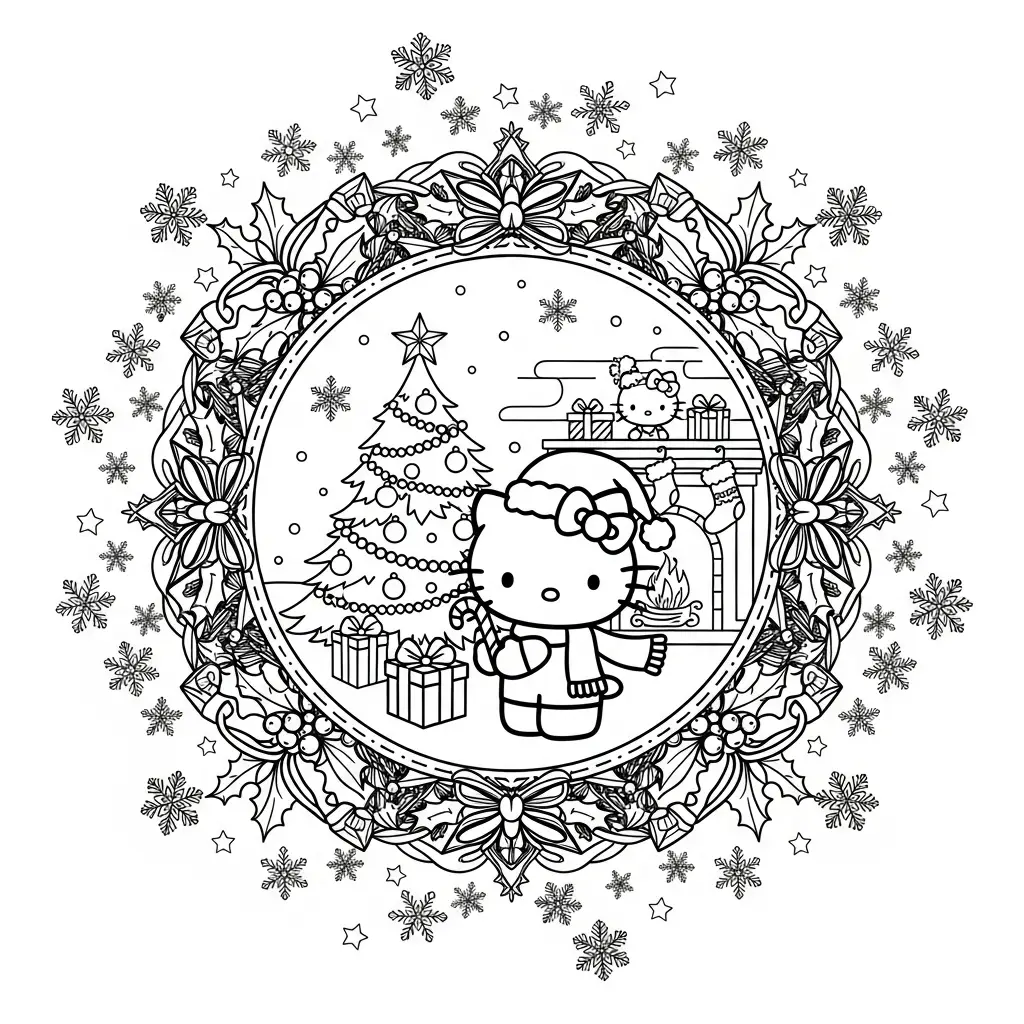 Hello Kitty de Navidad para colorear para niño 1