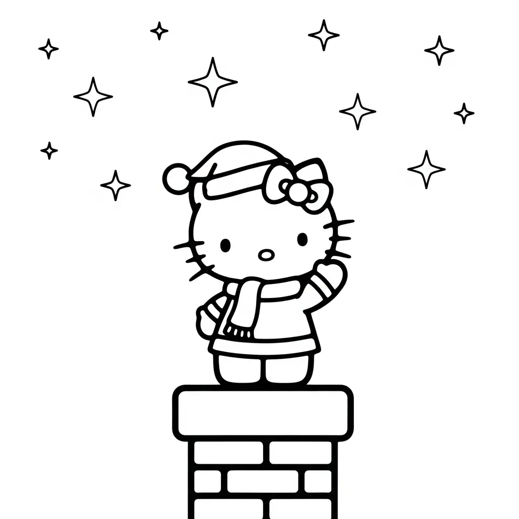 Hello Kitty de Navidad para colorear para niños para imprimir 3