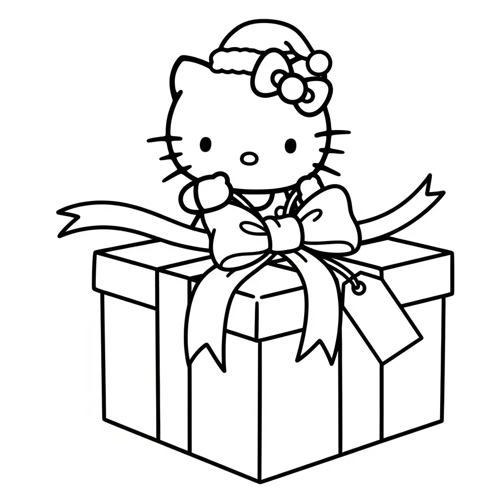 Hello Kitty de Navidad para colorear para niño de 7 años